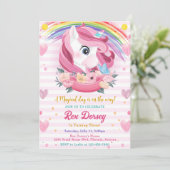Magischer Regenbogen Einhorn Geburtstag Einladung (Stehend Vorderseite)