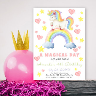 Magischer Regenbogen Einhorn Geburtstag Einladung