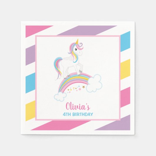 Magischer Regenbogen Einhorn Geburtstag Serviette (Vorderseite)