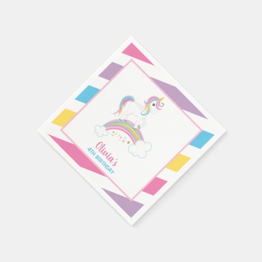 Magischer Regenbogen Einhorn Geburtstag Serviette (Ecke)