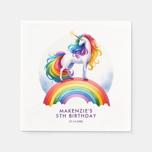 Magischer Regenbogen Einhorn Geburtstag Serviette (Vorderseite)