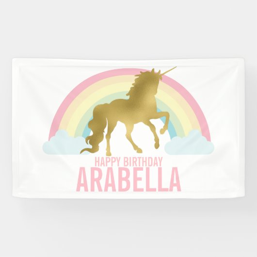 Magischer Regenbogen Einhorn Girl's Geburtstag Banner (Horizontal)