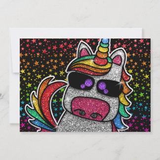 Magischer Regenbogen Einhorn Glitzer Whimsical Geb Einladung