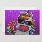 Magischer Regenbogen Einhorn Glitzer Whimsical Geb Einladung (Rückseite)
