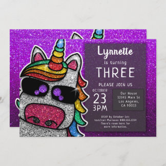 Magischer Regenbogen Einhorn Glitzer Whimsical Geb Einladung