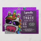 Magischer Regenbogen Einhorn Glitzer Whimsical Geb Einladung (Vorne/Hinten)