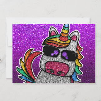 Magischer Regenbogen Einhorn Glitzer Whimsical Geb Einladung