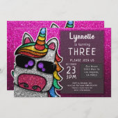 Magischer Regenbogen Einhorn Glitzer Whimsical Geb Einladung (Vorne/Hinten)