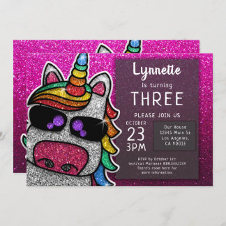 Magischer Regenbogen Einhorn Glitzer Whimsical Geb Einladung