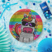 Magischer Regenbogen Einhorn Glitzer Whimsical Geb Pappteller (Party)