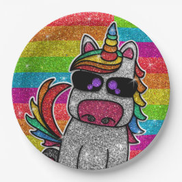 Magischer Regenbogen Einhorn Glitzer Whimsical Geb Pappteller
