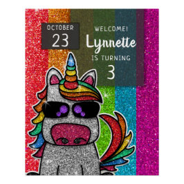 Magischer Regenbogen Einhorn Glitzer Whimsical Geb Poster