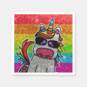 Magischer Regenbogen Einhorn Glitzer Whimsical Geb Serviette (Vorderseite)