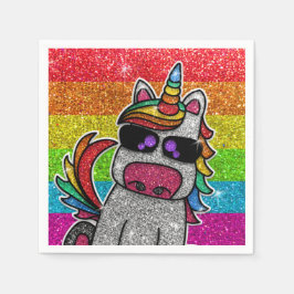 Magischer Regenbogen Einhorn Glitzer Whimsical Geb Serviette