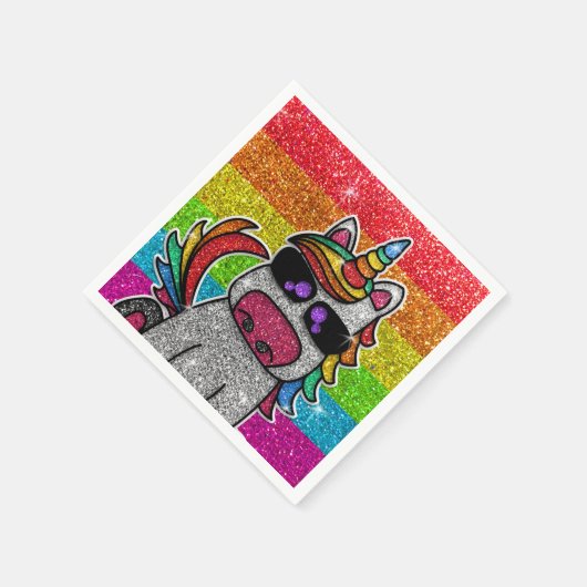 Magischer Regenbogen Einhorn Glitzer Whimsical Geb Serviette (Ecke)