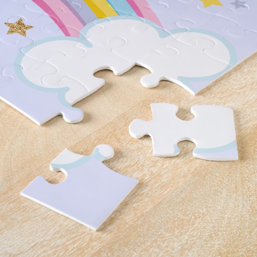 Magischer Regenbogen Einhorn Lila Personalisierte  Puzzle (Seite)