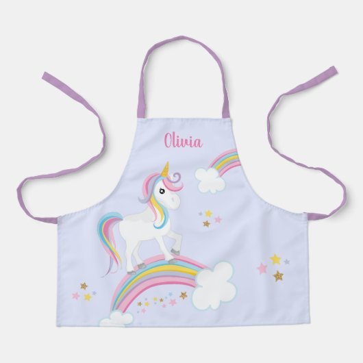 Magischer Regenbogen Einhorn Lila Personalisierte Schürze (Vorderseite)