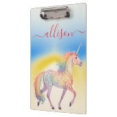 Magischer Regenbogen-Einhorn-Name Personalisiert  Klemmbrett (Links)