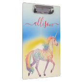 Magischer Regenbogen-Einhorn-Name Personalisiert  Klemmbrett (Rechts)