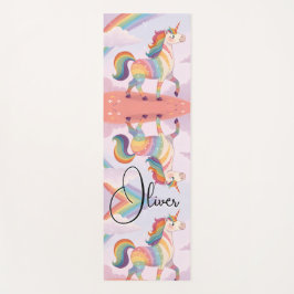 Magischer Regenbogen-Einhorn-Name Personalisiert Yogamatte