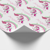 Magischer Regenbogen Einhorn Personalisiert Geschenkpapier (Ecke)