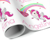Magischer Regenbogen Einhorn Personalisiert Geschenkpapier (Rolleneckpunkt)