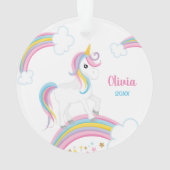 Magischer Regenbogen Einhorn Personalisiert Ornament (Rückseite)