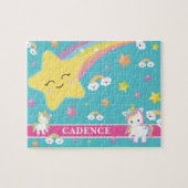 Magischer Regenbogen Einhorn Personalisierte Kinde Puzzle (Horizontal)
