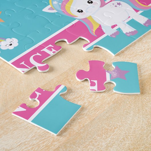 Magischer Regenbogen Einhorn Personalisierte Kinde Puzzle (Seite)