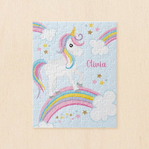 Magischer Regenbogen Einhorn Personalisierte Kinde Puzzle