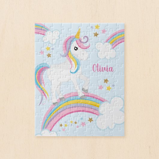 Magischer Regenbogen Einhorn Personalisierte Kinde Puzzle