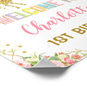 Magischer Regenbogen Einhorn Rosa Gold Floral Will Poster (Ecke)