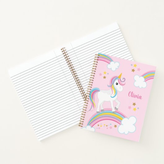 Magischer Regenbogen Einhorn Rosa Personalisierte  Notizblock (Innenseite)