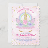 Magischer Regenbogen Einhorn Wasserfarbe Rosa Gebu Einladung (Vorderseite)