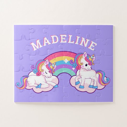 Magischer Regenbogen Einhornname Lila Jigsaw Puzzl Puzzle (Horizontal)