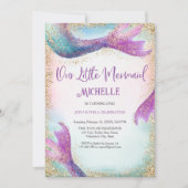 Magischer Regenbogen-Glitzer Meerjungfrau Einladung (Vorderseite)