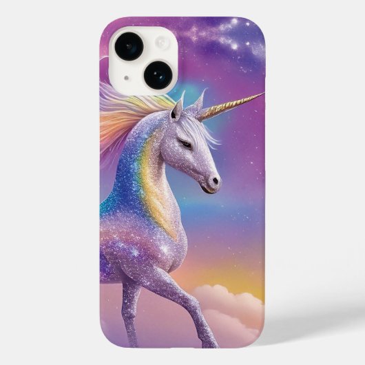 Magischer Regenbogen-Glitzer Weißer Einhorn Glitze Case-Mate iPhone Hülle (Rückseite)