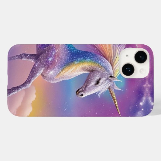 Magischer Regenbogen-Glitzer Weißer Einhorn Glitze Case-Mate iPhone Hülle (Rückseite (Horizontal))