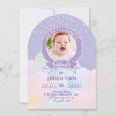 Magischer Regenbogen Kleine Sterne Kinder Foto Geb Einladung (Vorderseite)