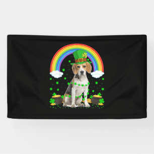 Magischer Regenbogen Leprechaun Beagle Dog St. Pat Banner