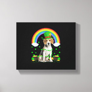 Magischer Regenbogen Leprechaun Beagle Dog St. Pat Leinwanddruck