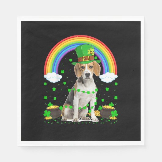 Magischer Regenbogen Leprechaun Beagle Dog St. Pat Serviette (Vorderseite)