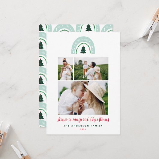 Magischer Regenbogen modern niedlich 3 Foto Weihna (Vorderseite/Rückseite Beispiel)