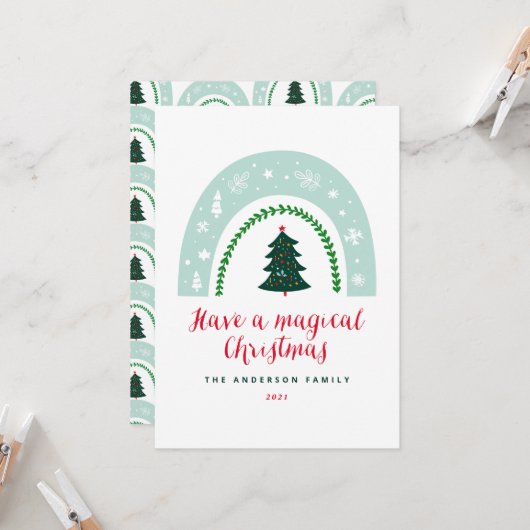 Magischer Regenbogen Moderne niedliche Weihnachten (Vorderseite/Rückseite Beispiel)