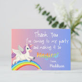 Magischer Regenbogen Pink Pastel Niedlich Einhorn Dankeskarte (Stehend Vorderseite)