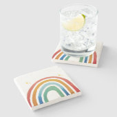 Magischer Regenbogen Steinuntersetzer (Seitenansicht)