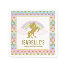 Magischer Regenbogen und Einhorn Napkins