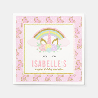 Magischer Regenbogen und Einhorn Napkins Serviette
