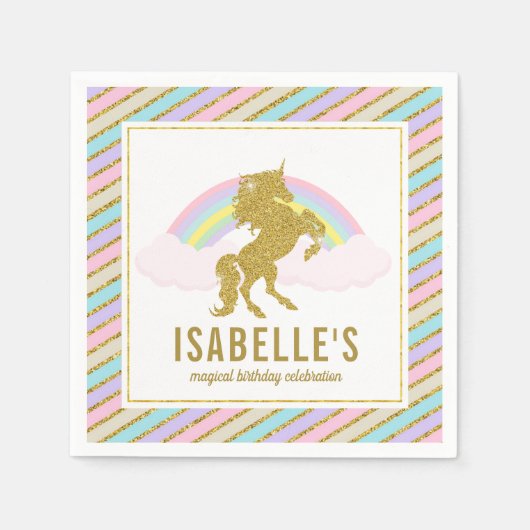 Magischer Regenbogen und Einhorn Napkins Serviette (Vorderseite)