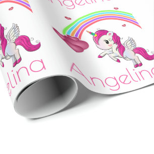 Magischer Regenbogen Unicorn Personalisiert Geschenkpapier
